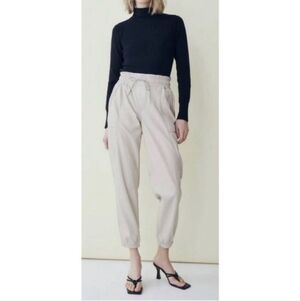 MELISSA NEPTON Kaja‎ Faux Leather Jogger in Beige Size Medium